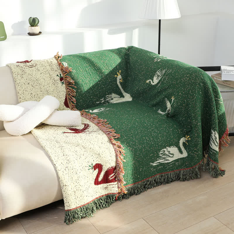 Royal Goose Cotton Reversible Tassel Blanket